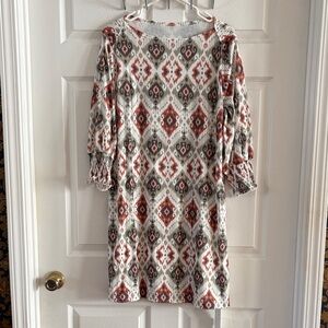 Patterned Red and Gray Dress